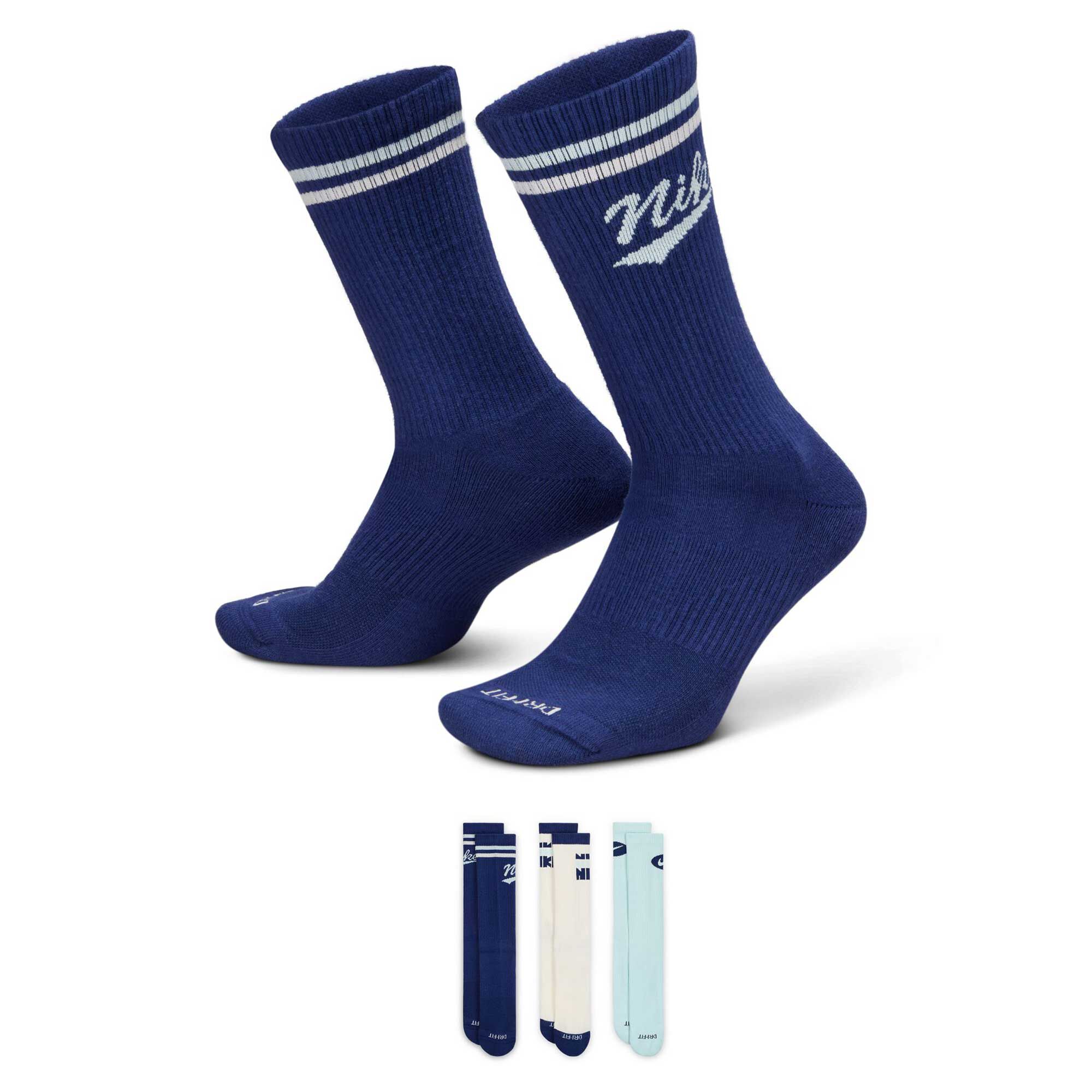Men's Nike Cushioned Crew 3-Pair Pack Side View With Package