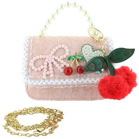 Red and Pink Shoes and Accessories Willow & Ruby Cherry, Pearl & Sequin Mini Bag Front View