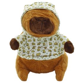  Carried Away Capybara With Hoodie Plush Backpack Front View