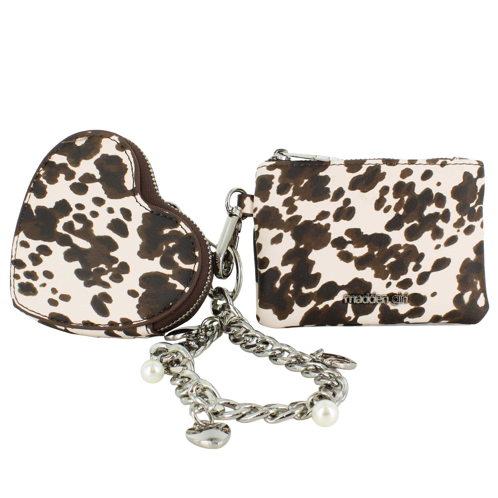 Madden Girl Cow-Print Wristlet Front View