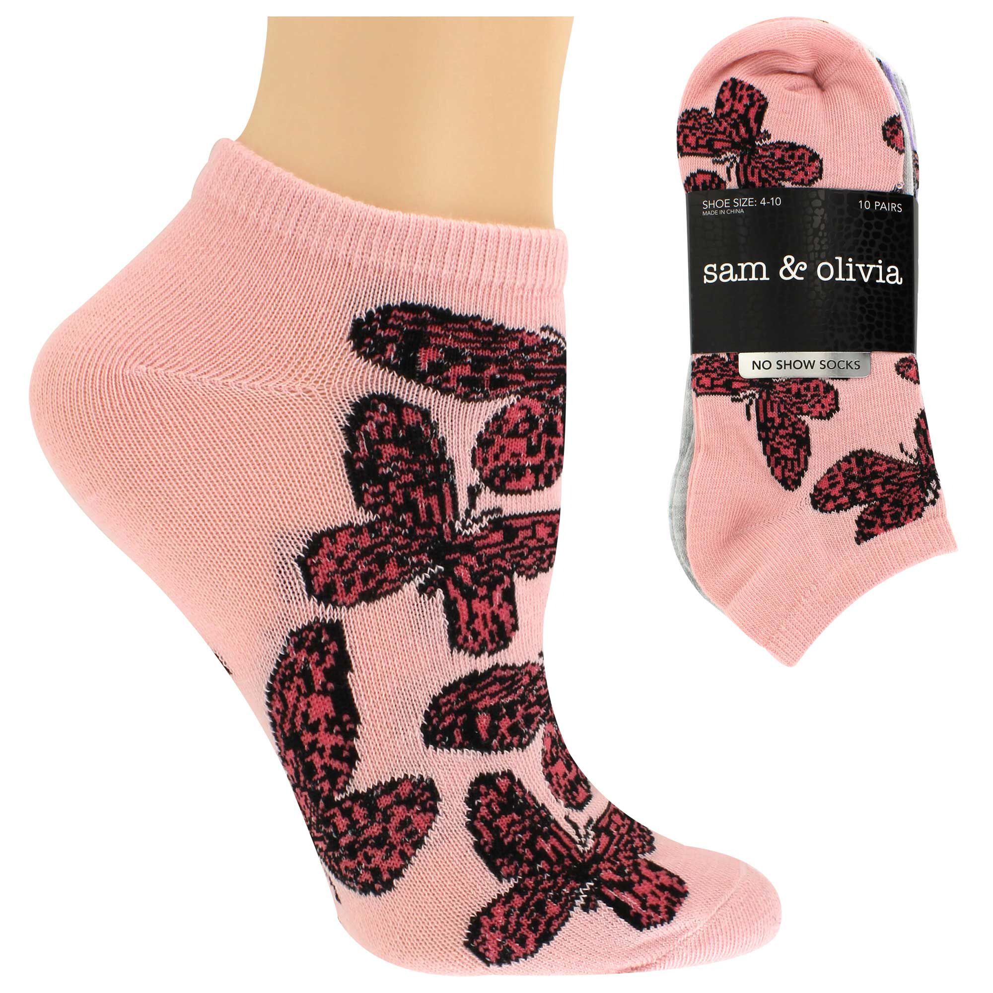 Women's Sam & Olivia Butterfly No-Show 10 for $10 Side View With Package