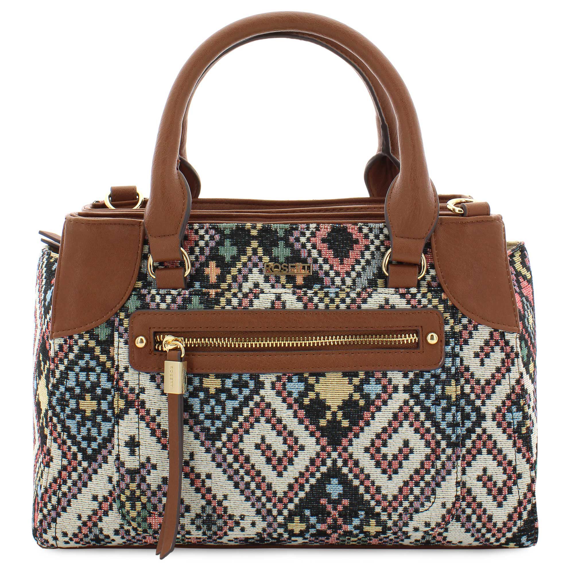 Rosetti Uptown Stitched-Design Satchel Front View