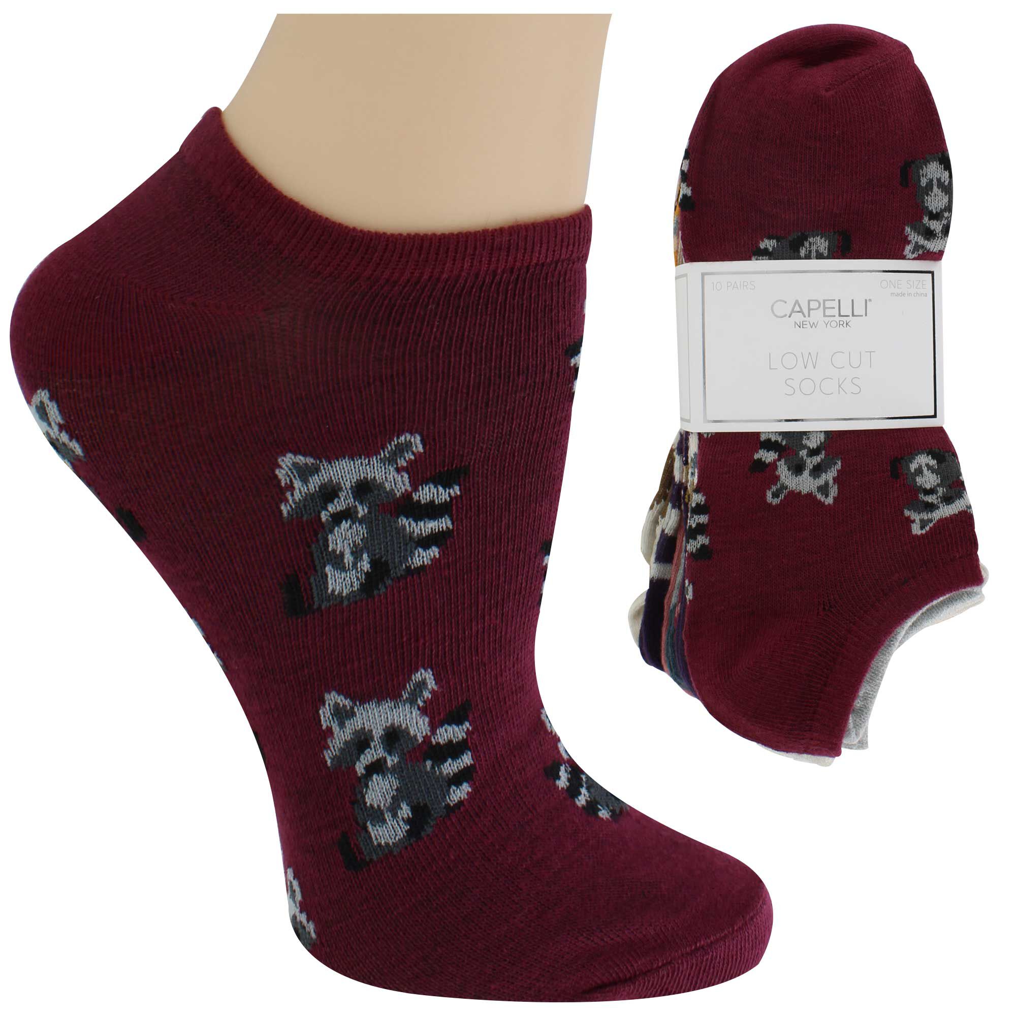 Women's Capelli Critter Low-Cut Socks 10 For $10 Side View With Package