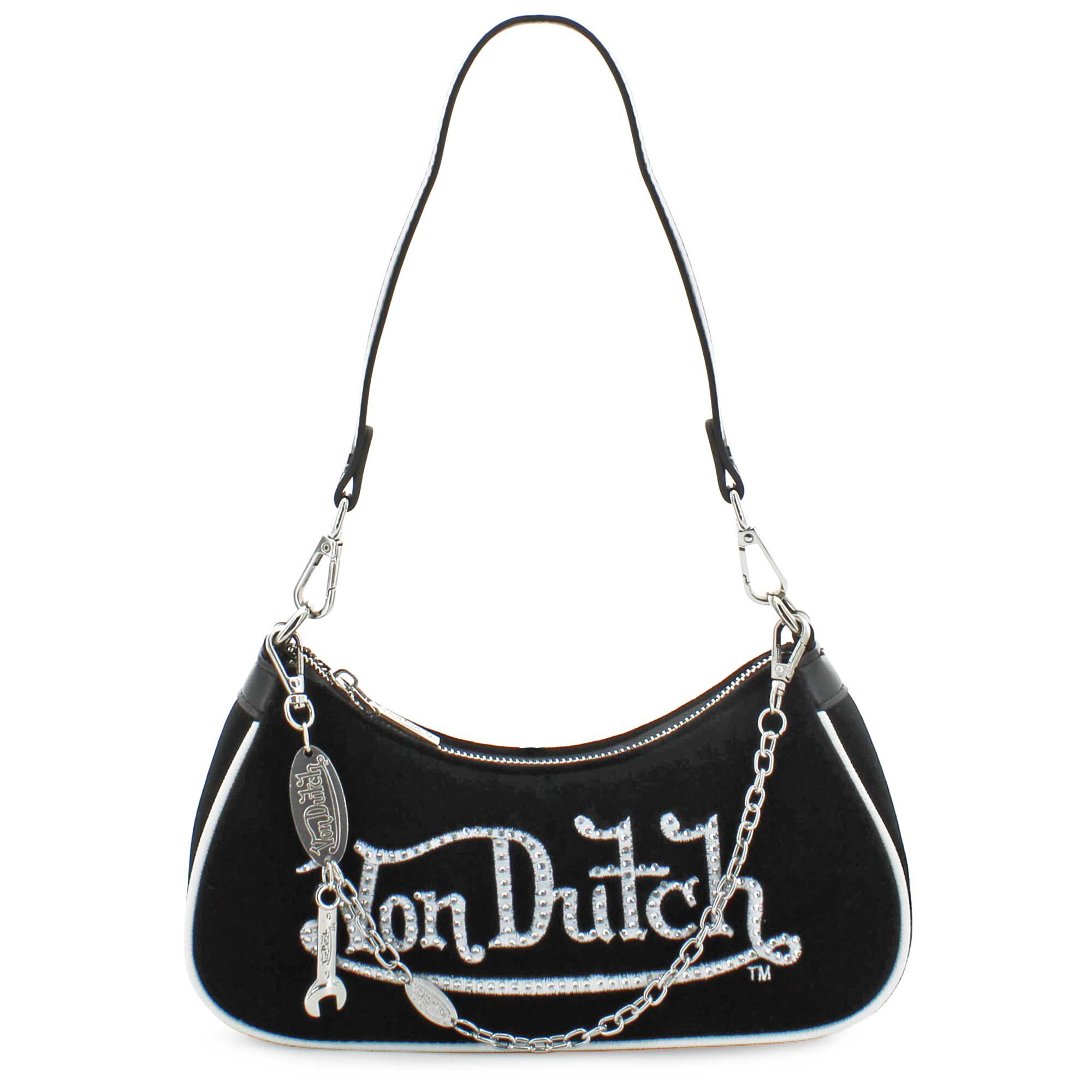 Von Dutch Rhinestone Shoulder Bag Front View