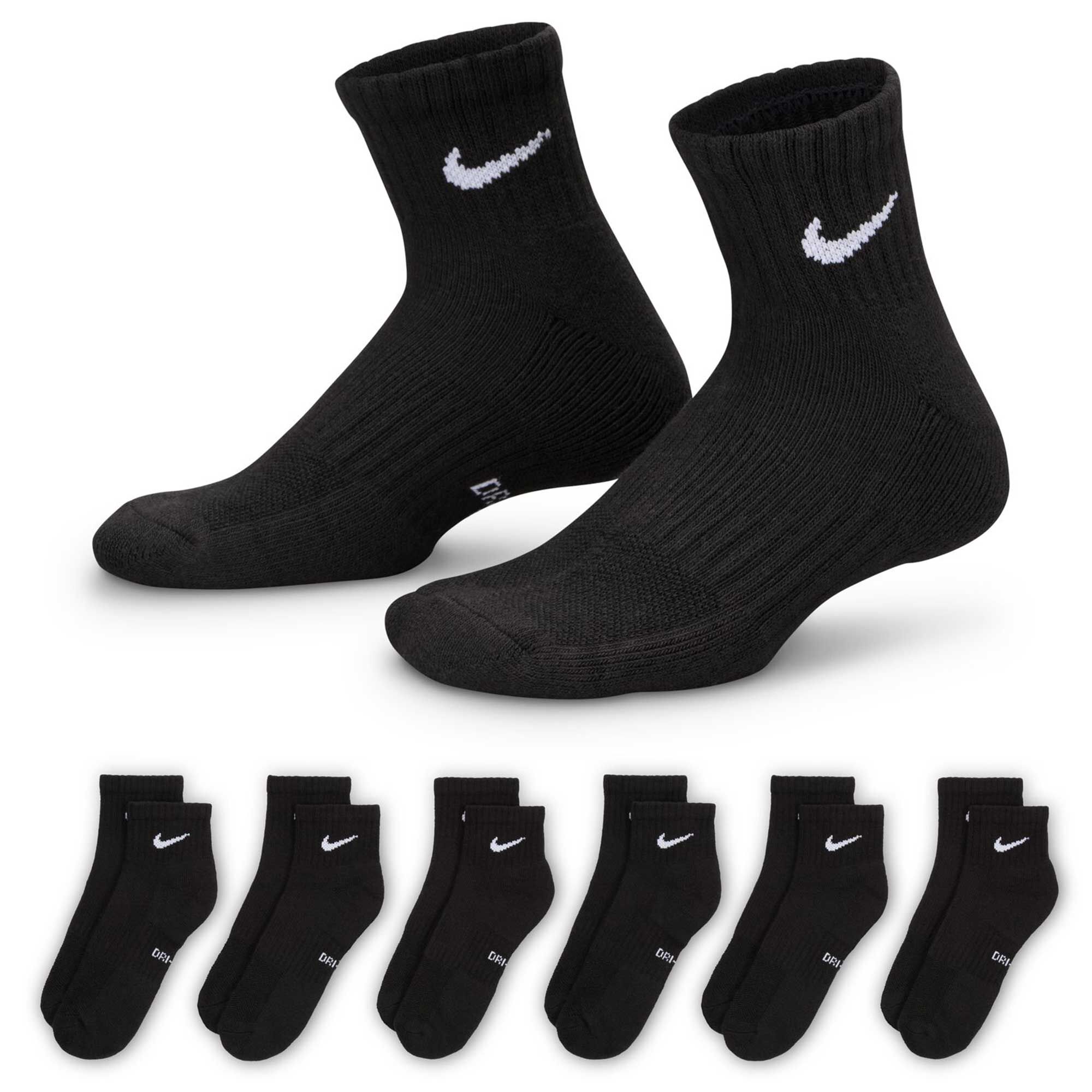 Kids' Nike Everyday Cushioned Ankle 6-Pair Pack Side View With Package