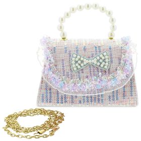 Rhinestone Shoes & Accessories Willow & Ruby Tweed, Sequin & Ruffle Mini Bag Front View