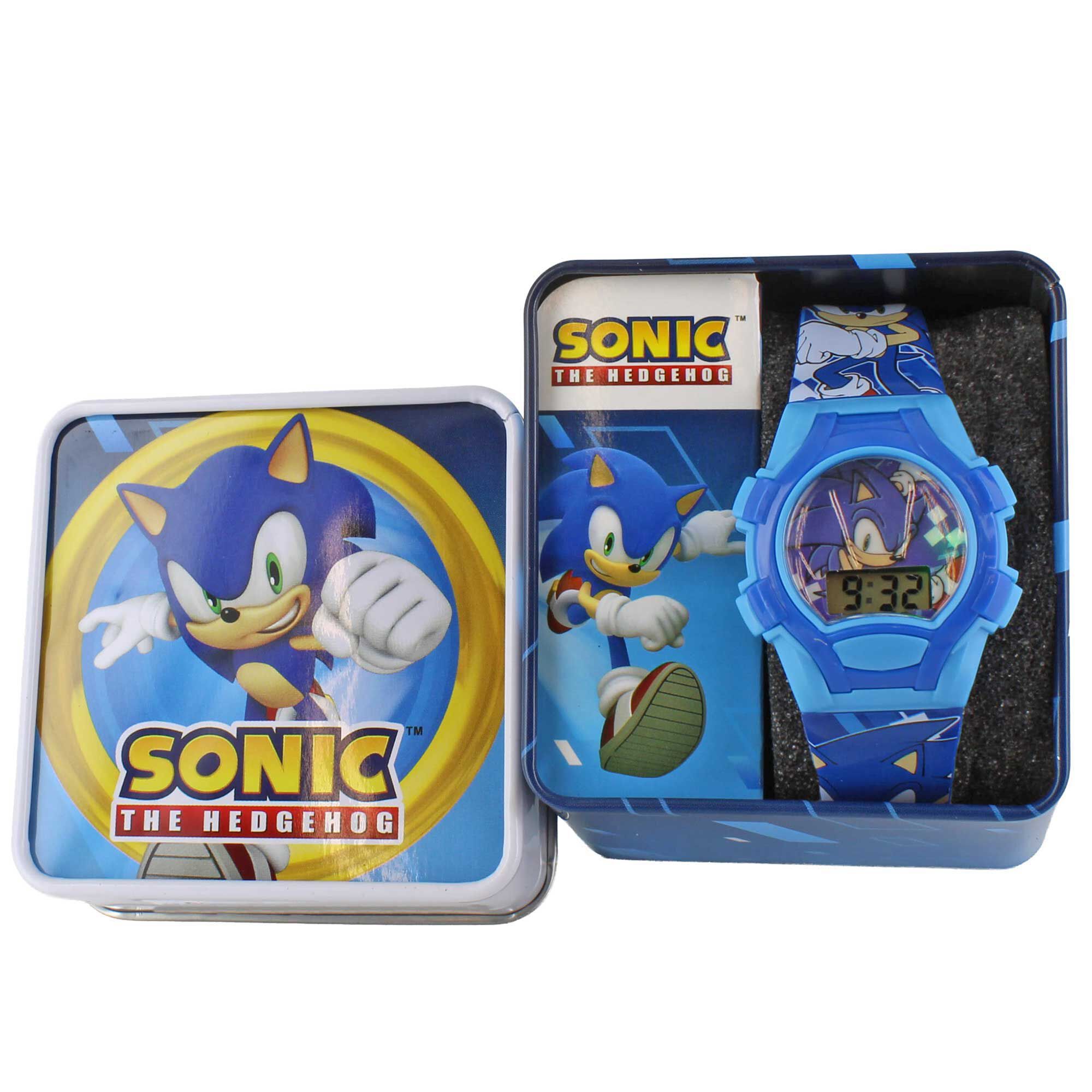 Sonic The Hedgehog Watch With Flashing Ligts Front View WIth Tin