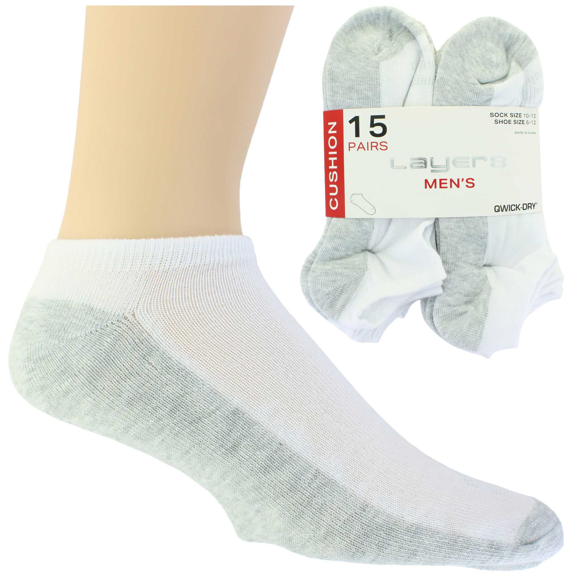 Men's Layer 8 Cushion No-Show 15 for $10 Side View With Package