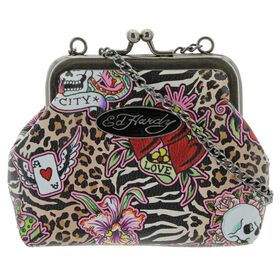  Ed Hardy Pebbles Chain Wallet/Crossbody Front View