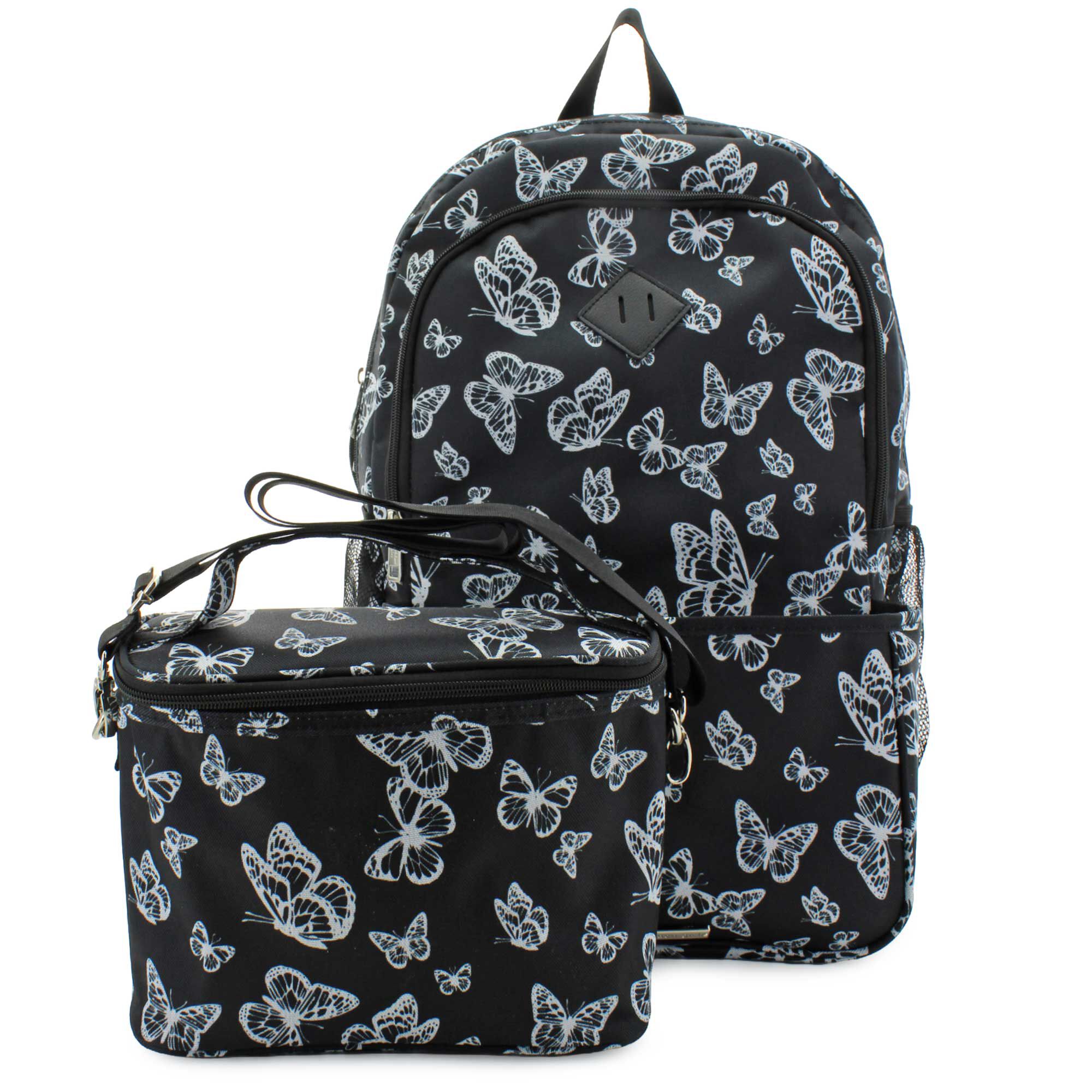 Madden Girl Butterfly Backpack With Lunch Tote Front View With Lunch Tote