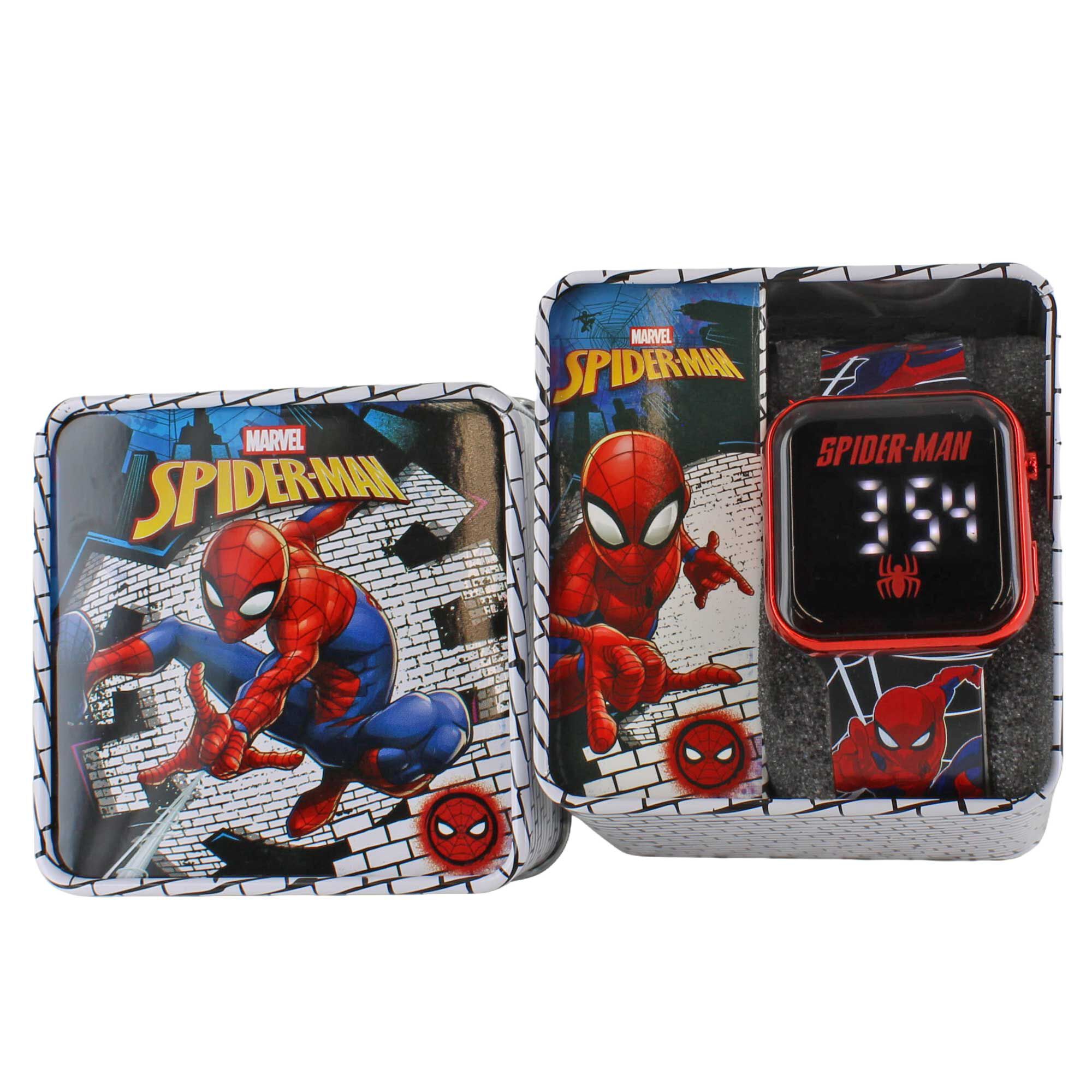 Spider-Man Touch LED Digital Watch Front View WIth Tin