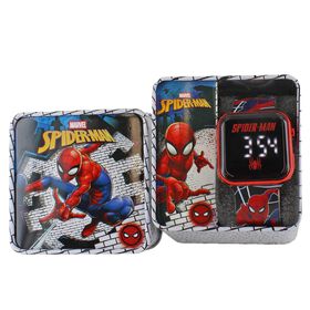  Spider-Man Touch LED Digital Watch Front View WIth Tin