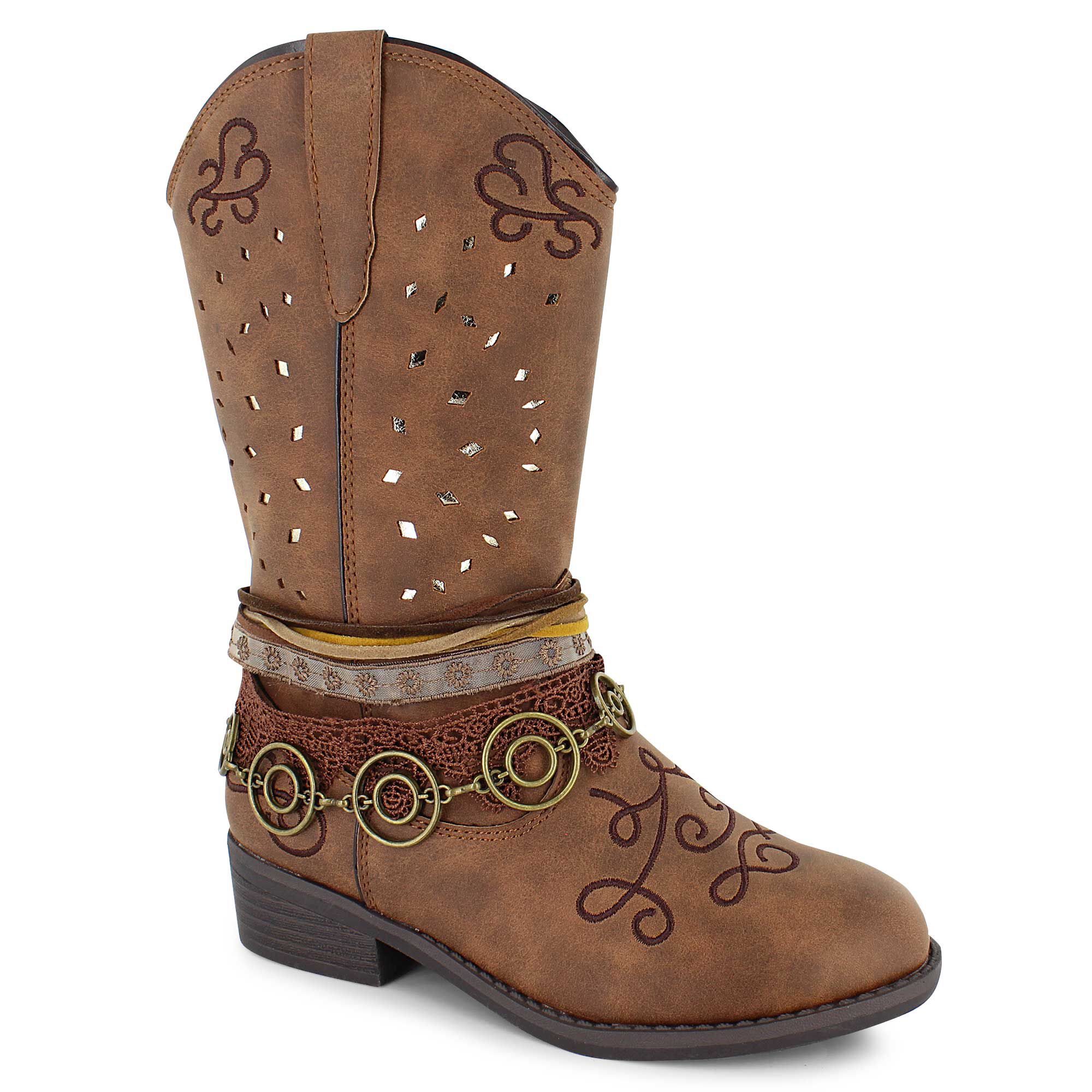 Rodeo Ropers Jessie Western Girl Ankle Brown Boots Rubber Sole 237048 US Size 3 