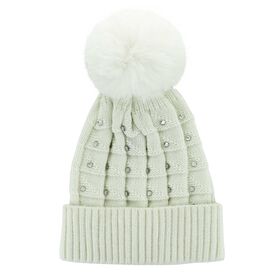  Women's Couture Rhinestone Knit Hat Flat View