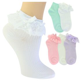  Women's ET/TU Lace With Bow Anklet 5-Pair Pack Side View With Package