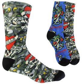  Men's Ed Hardy Cushioned Crew 2-Pair Pack Side View With Package
