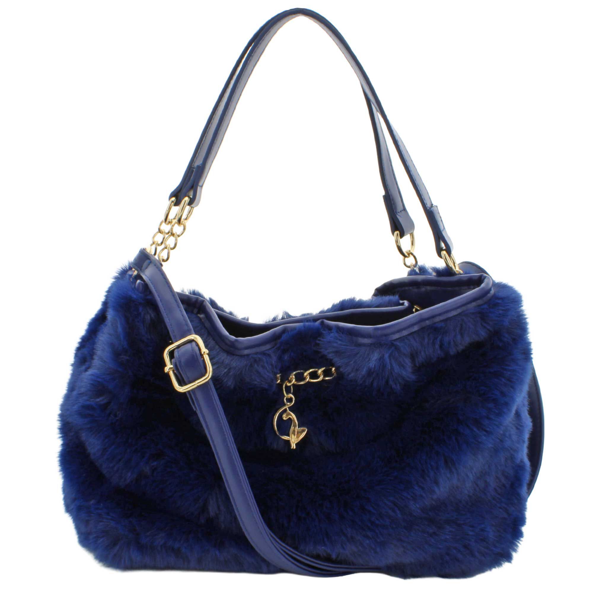 Baby Phat Faux-Fur Rebecca Shoulder Bag Front View