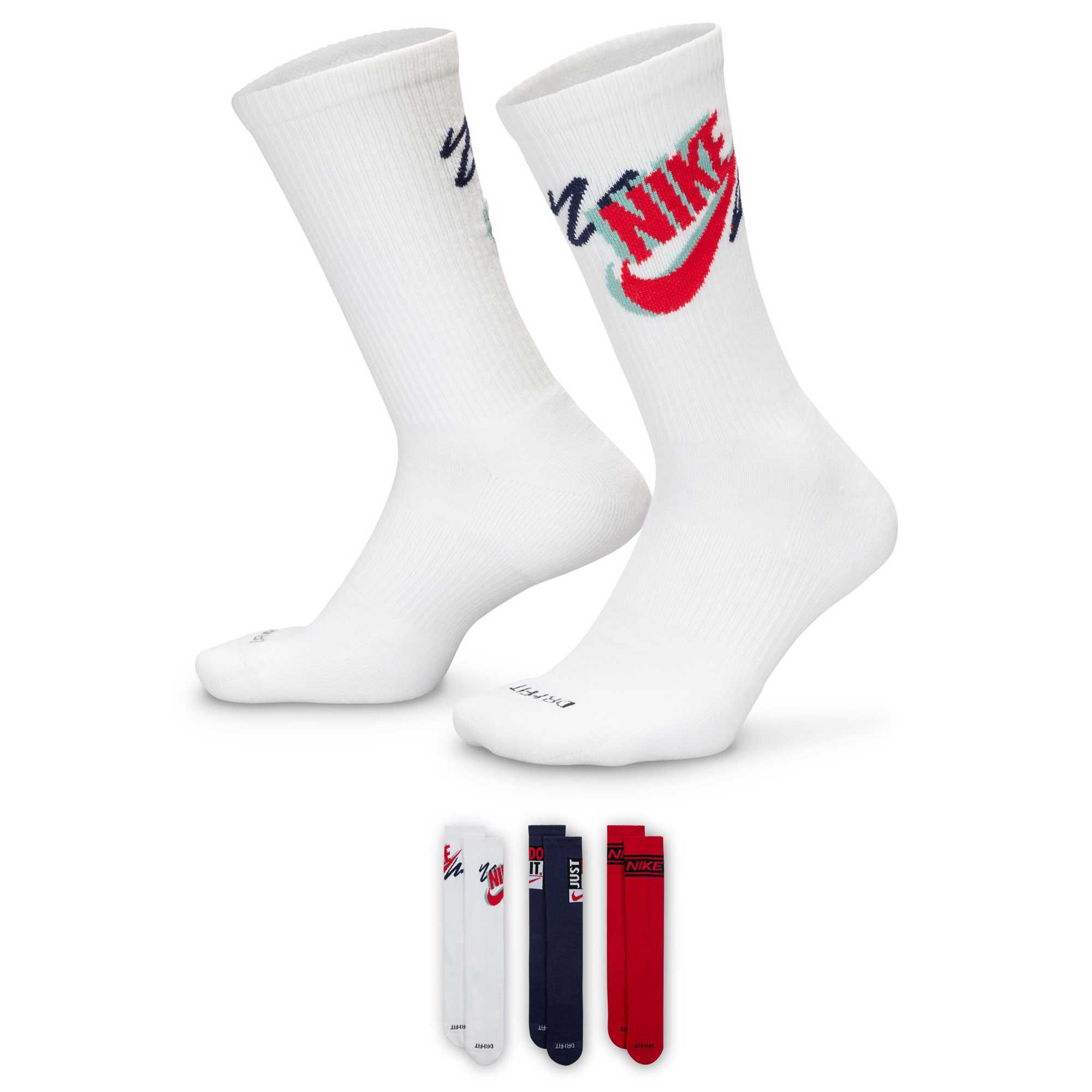 Men's Nike Everyday Plus Crew Socks 3-Pair Pack Side View With Pack Assortment
