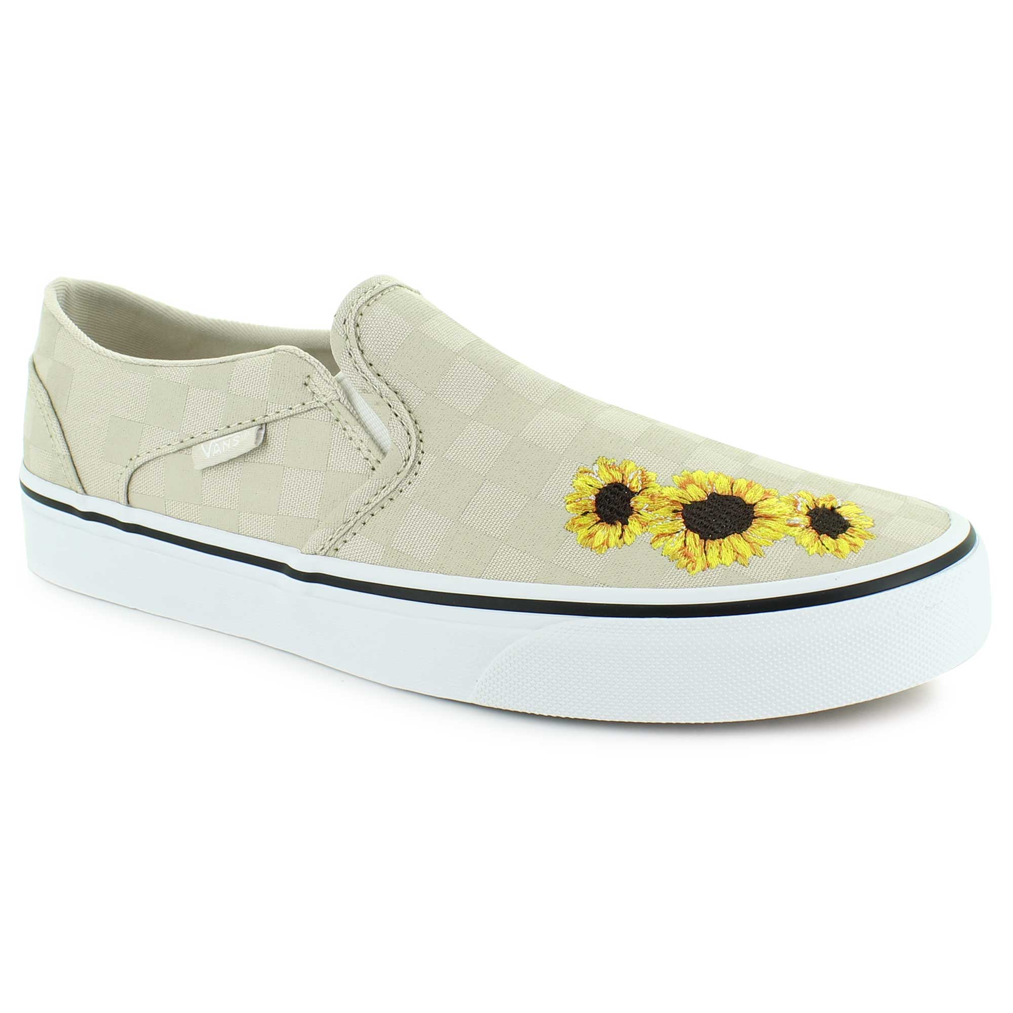 Vans Customs Sunflower Checkerboard Canvas Slip on Sneakers Men