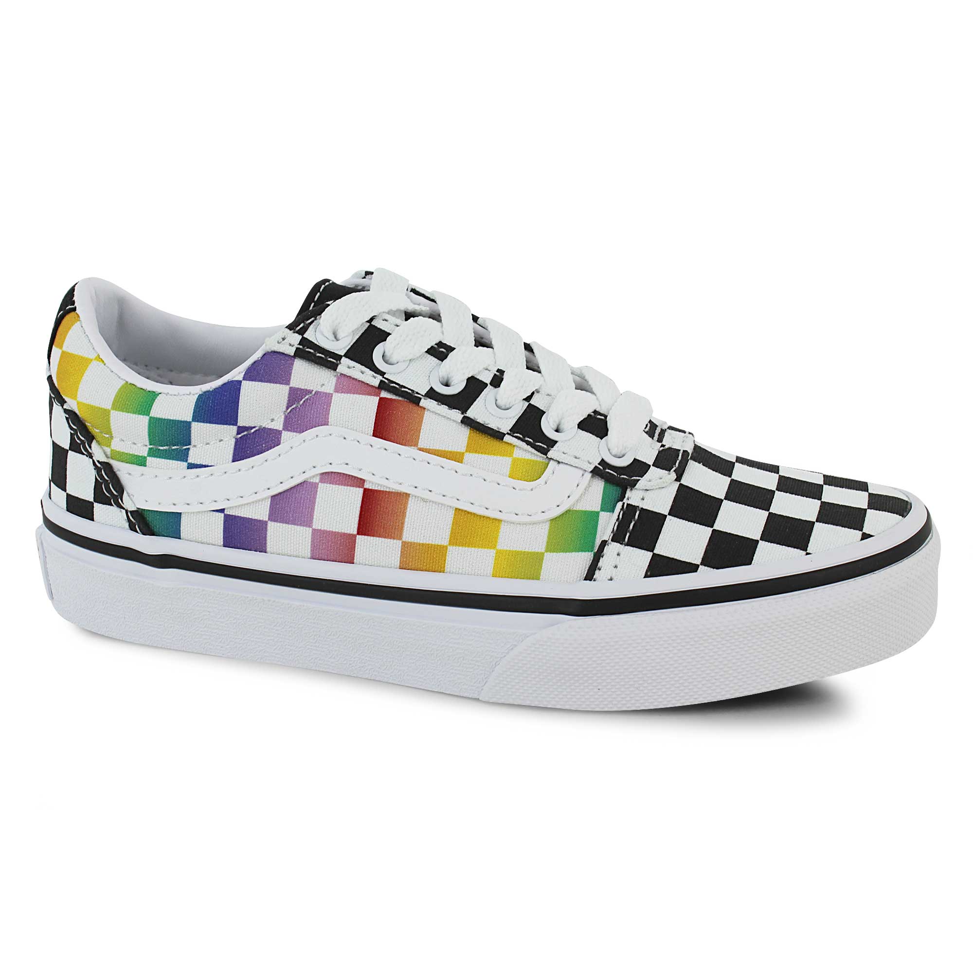 rainbow checkerboard shoes