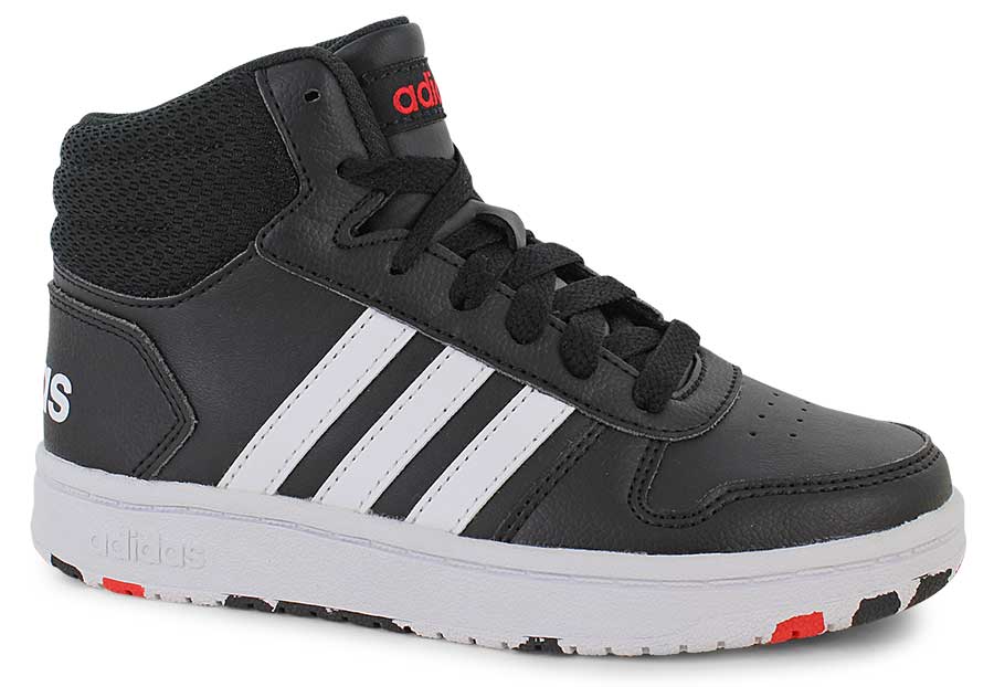  adidas Hoops 2.0 Mid, Black/White/Red, swatch