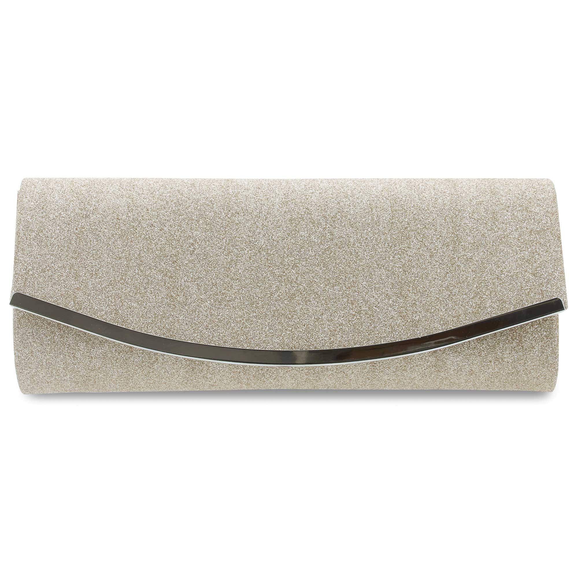 Sasha Evening Hanbag, Black lk suede w Multi Pockets, Silver